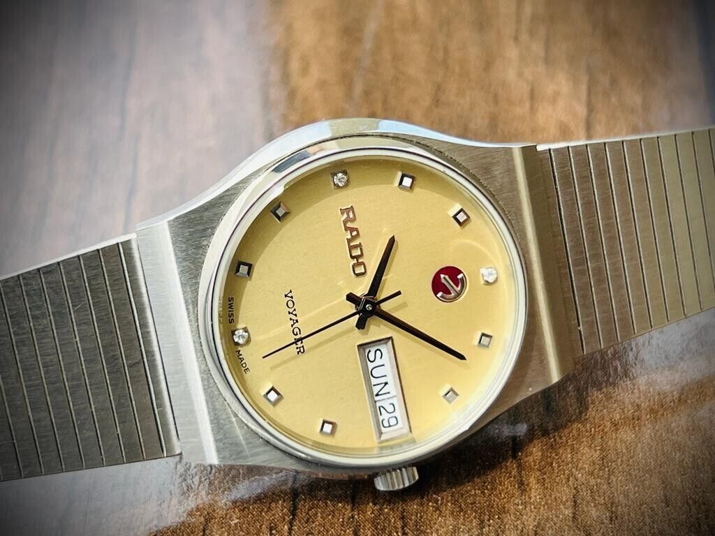 Vintage Rado Voyager Diamond Dial Automatic Gents Watch 32mm Swiss, Perfect - Grab A Watch Co