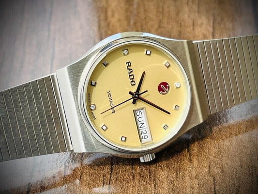 Vintage Rado Voyager Diamond Dial Automatic Gents Watch 32mm Swiss, Perfect - Grab A Watch Co