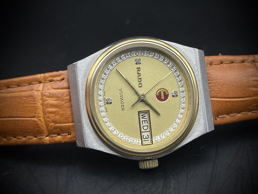 Vintage Rado Voyager Diamond Dial Rare Automatic Gents Watch 31mm, Swiss Made - Grab A Watch Co