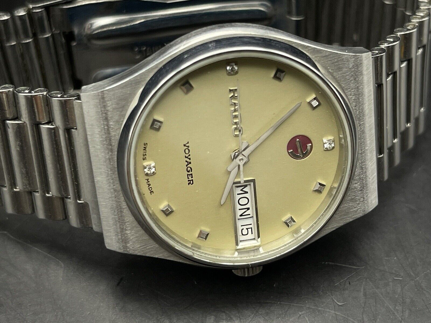 Vintage Rado Voyager Diamond Dial Rare Automatic Gents Watch, 35mm, Swiss Made - Grab A Watch Co