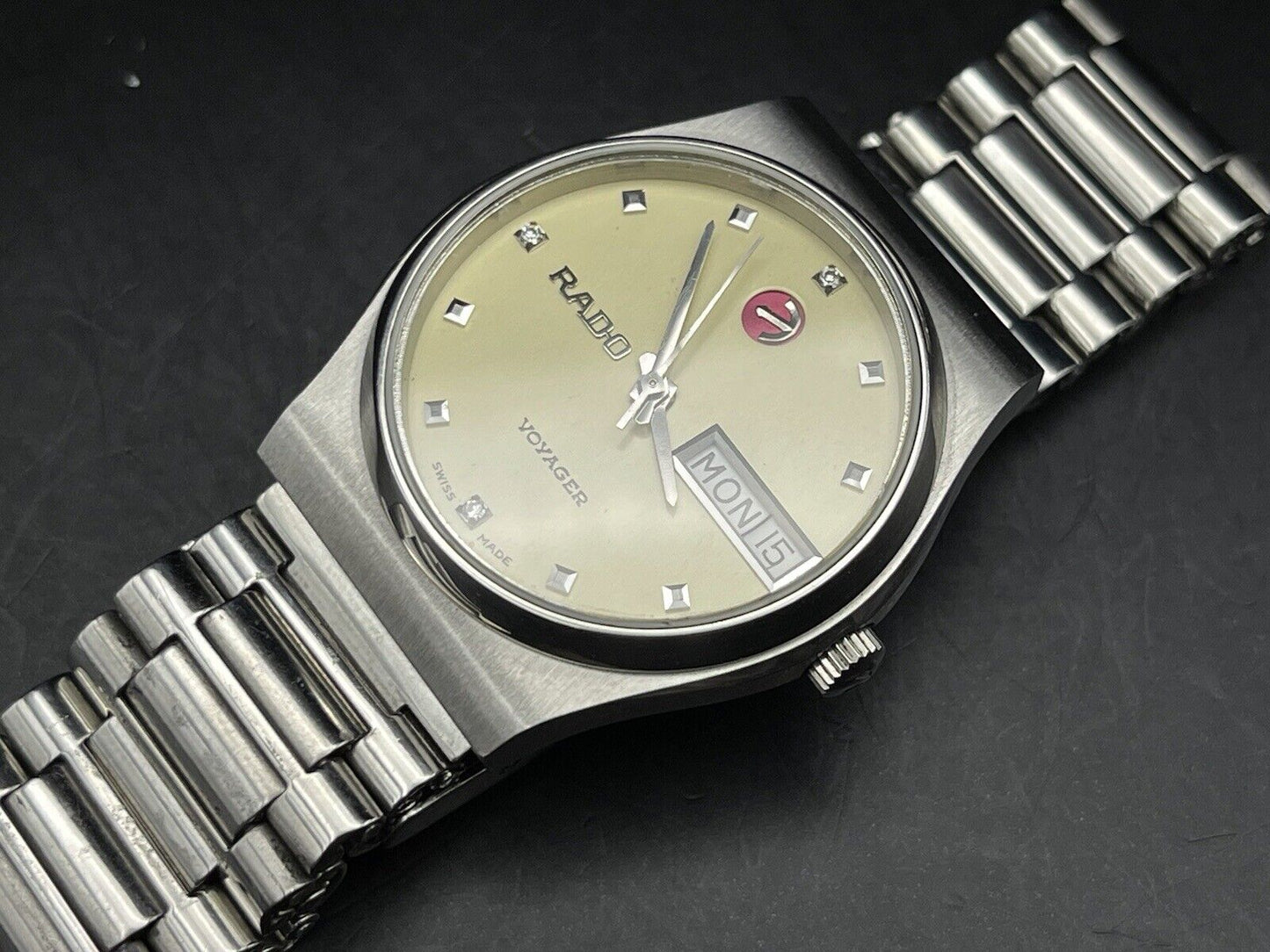 Vintage Rado Voyager Diamond Dial Rare Automatic Gents Watch, 35mm, Swiss Made - Grab A Watch Co