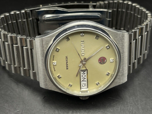 Vintage Rado Voyager Diamond Dial Rare Automatic Gents Watch, 35mm, Swiss Made - Grab A Watch Co