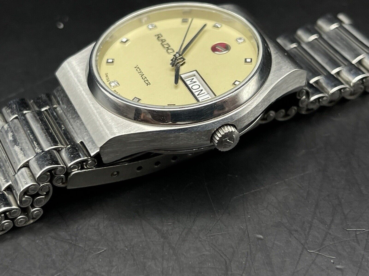 Vintage Rado Voyager Diamond Dial Rare Automatic Gents Watch, 35mm, Swiss Made - Grab A Watch Co
