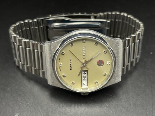 Vintage Rado Voyager Diamond Dial Rare Automatic Gents Watch, 35mm, Swiss Made - Grab A Watch Co