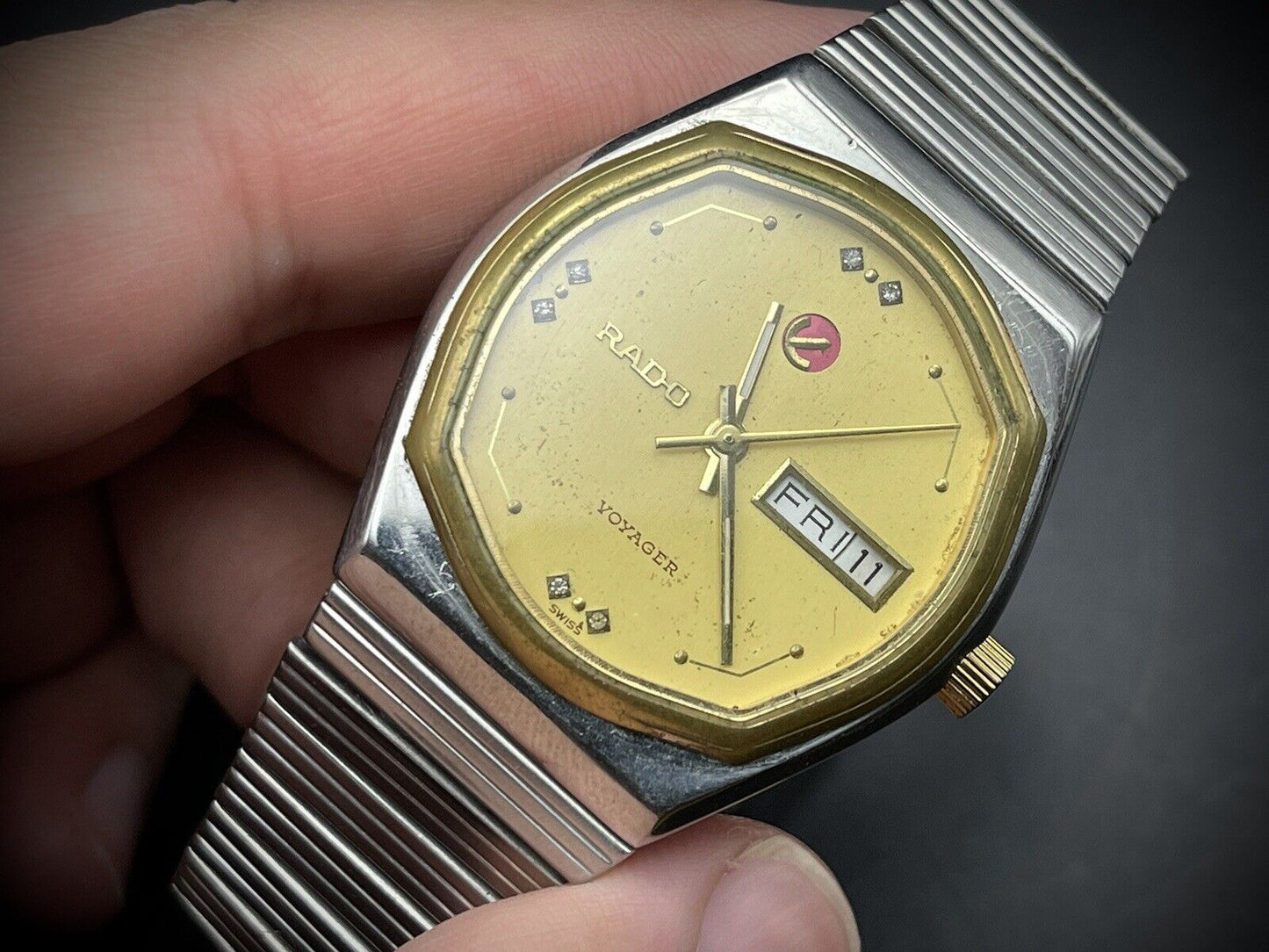 Vintage Rado Voyager Gold Dial Automatic Gents Watch, 38mm, Gift Watch, Swiss - Grab A Watch Co