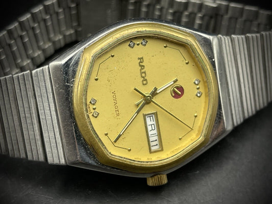 Vintage Rado Voyager Gold Dial Automatic Gents Watch, 38mm, Gift Watch, Swiss - Grab A Watch Co