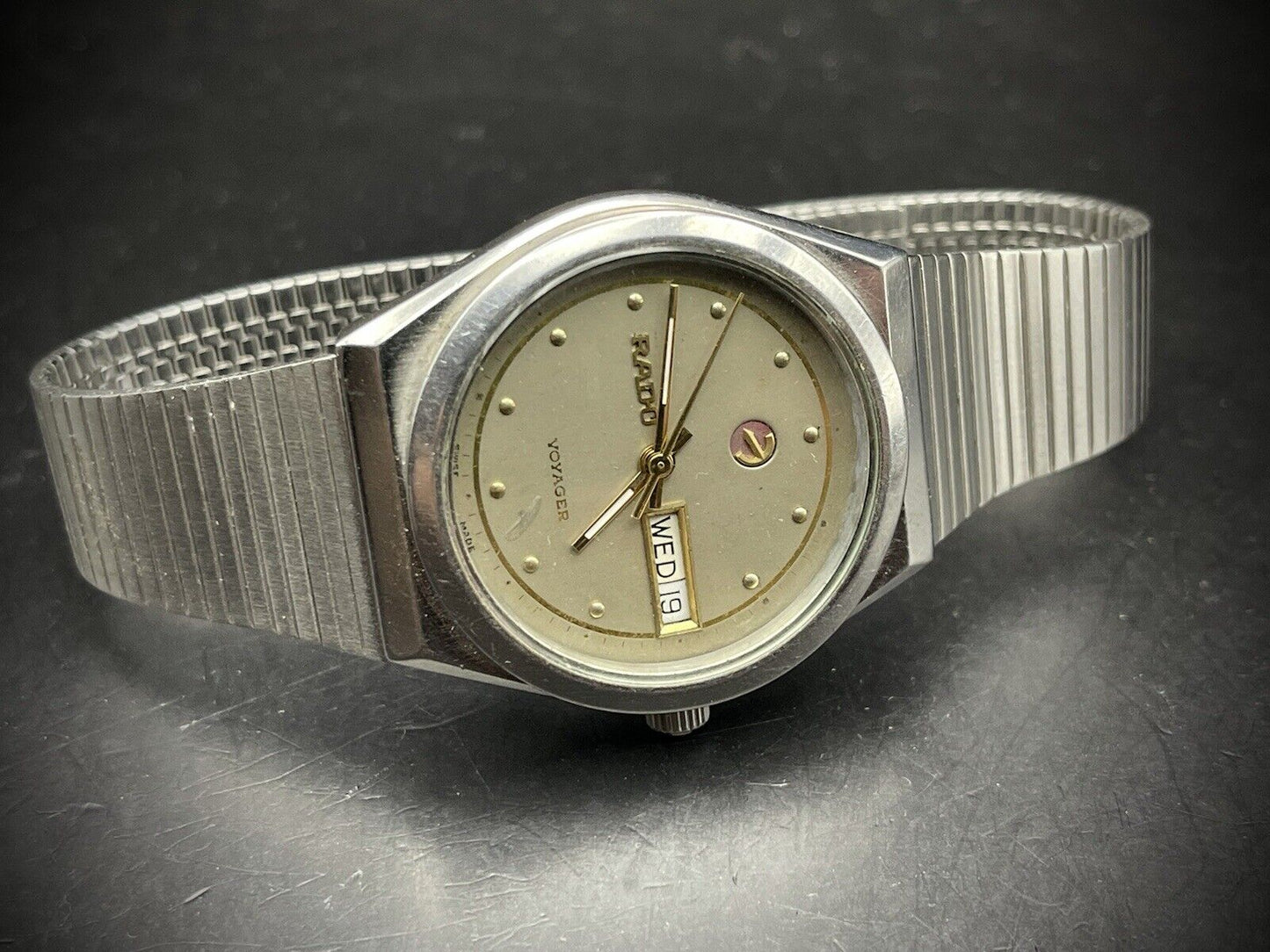 Vintage Rado Voyager Grey Dial Automatic Gents Watch, 35mm, Gift Watch, Swiss - Grab A Watch Co