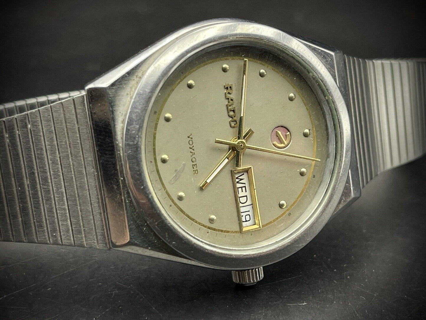Vintage Rado Voyager Grey Dial Automatic Gents Watch, 35mm, Gift Watch, Swiss - Grab A Watch Co