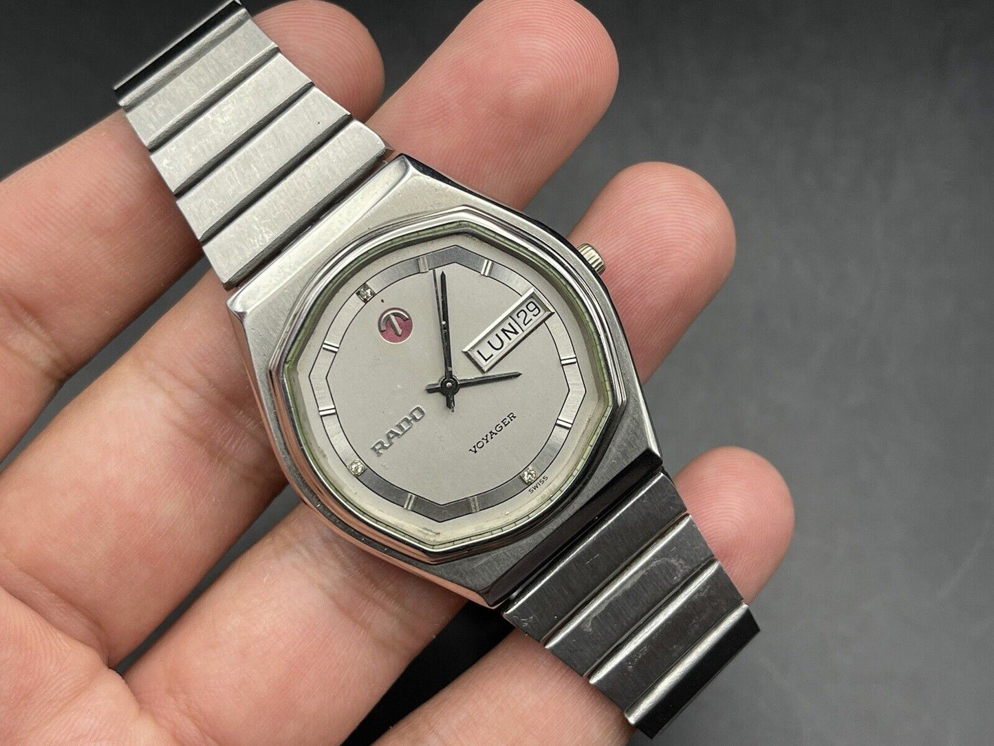Vintage Rado Voyager Grey Dial Automatic Gents Watch, 38mm, Gift Watch, Swiss - Grab A Watch Co