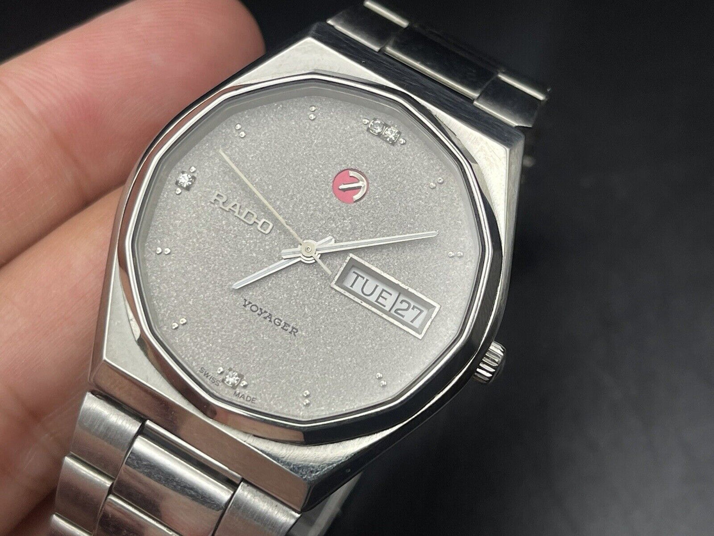 Vintage Rado Voyager Grey Dial Automatic Gents Watch, 38mm, Gift Watch, Swiss - Grab A Watch Co