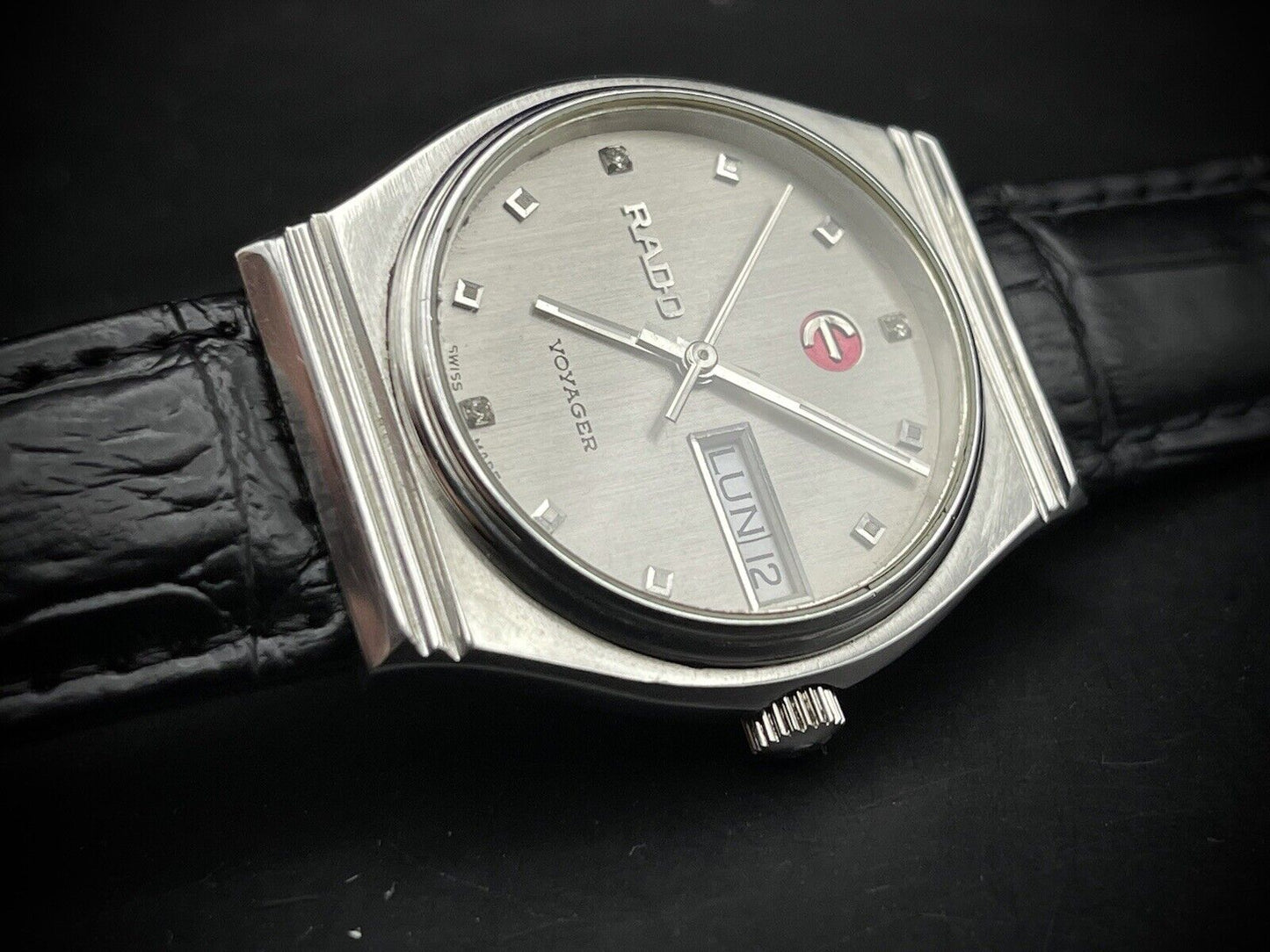 Vintage Rado Voyager Grey Diamond Dial Automatic Gents Watch, 35mm - Grab A Watch Co