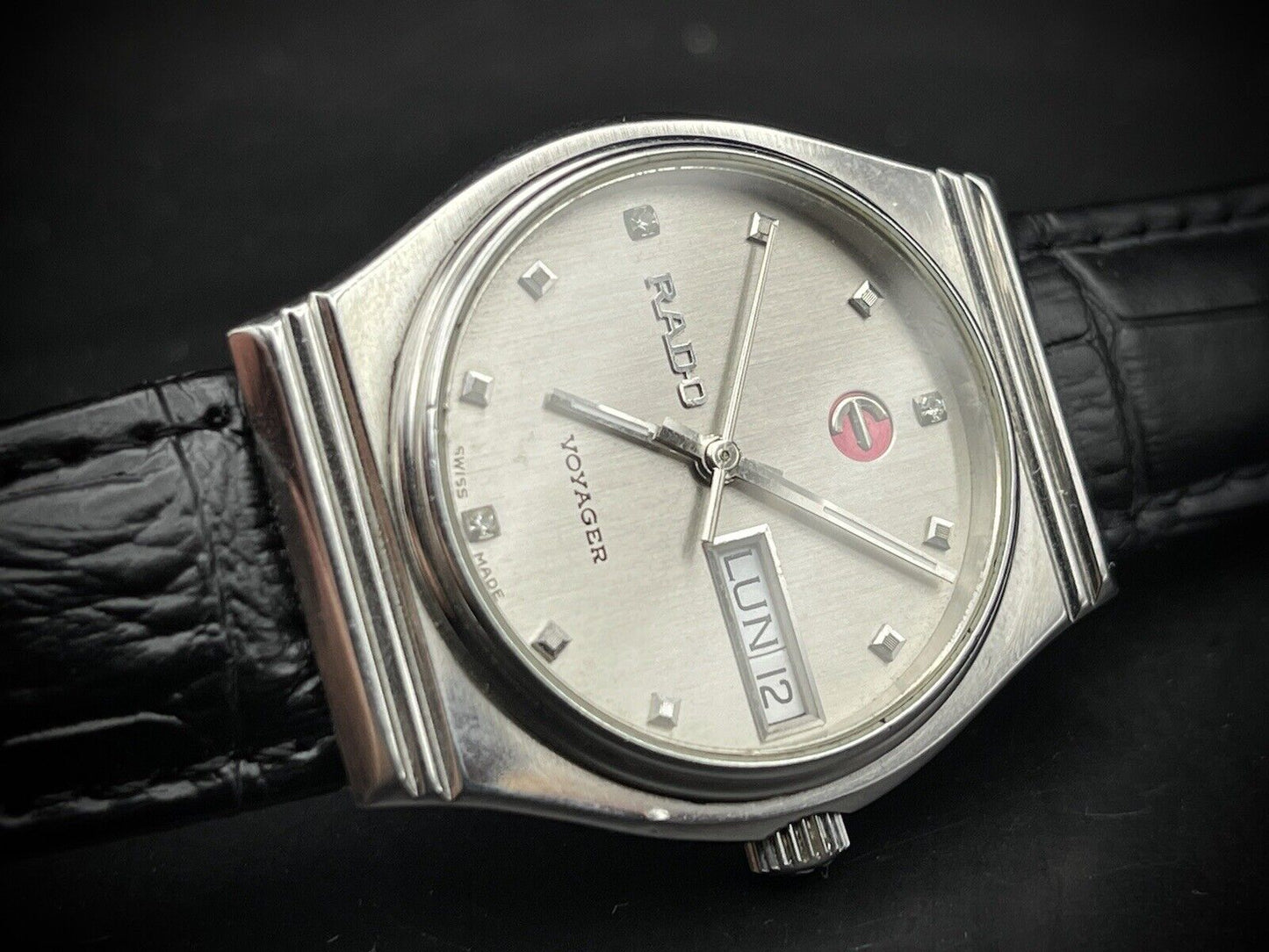 Vintage Rado Voyager Grey Diamond Dial Automatic Gents Watch, 35mm - Grab A Watch Co
