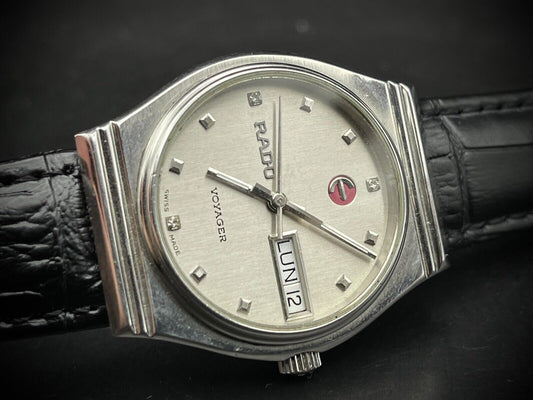 Vintage Rado Voyager Grey Diamond Dial Automatic Gents Watch, 35mm - Grab A Watch Co