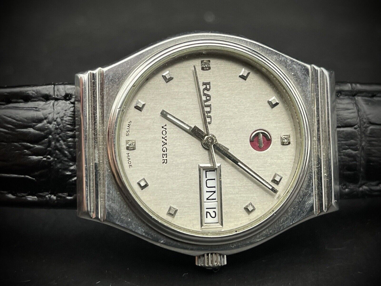 Vintage Rado Voyager Grey Diamond Dial Automatic Gents Watch, 35mm - Grab A Watch Co