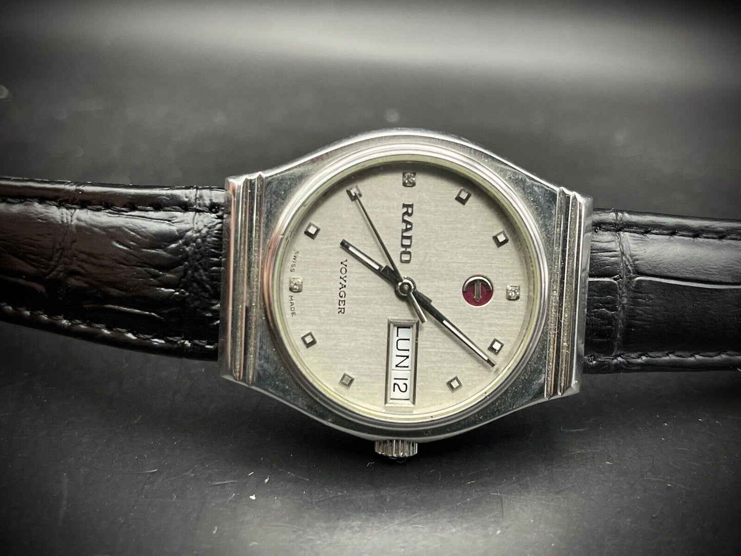 Vintage Rado Voyager Grey Diamond Dial Automatic Gents Watch, 35mm - Grab A Watch Co