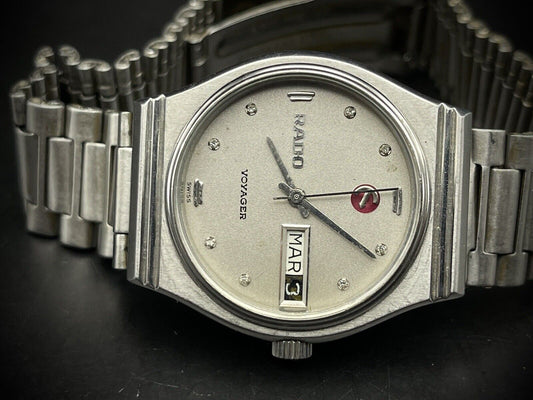 Vintage Rado Voyager Grey Diamond Dial Automatic Gents Watch, 35mm, Swiss Made - Grab A Watch Co