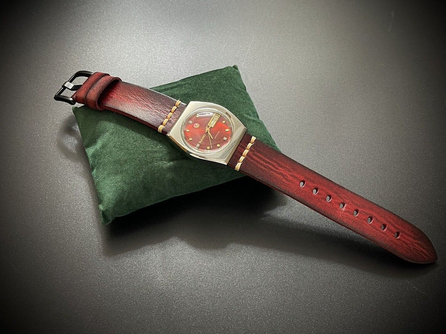 Vintage Rado Voyager Ruby Red Automatic Gents Watch, 36mm, Swiss Made - Grab A Watch Co