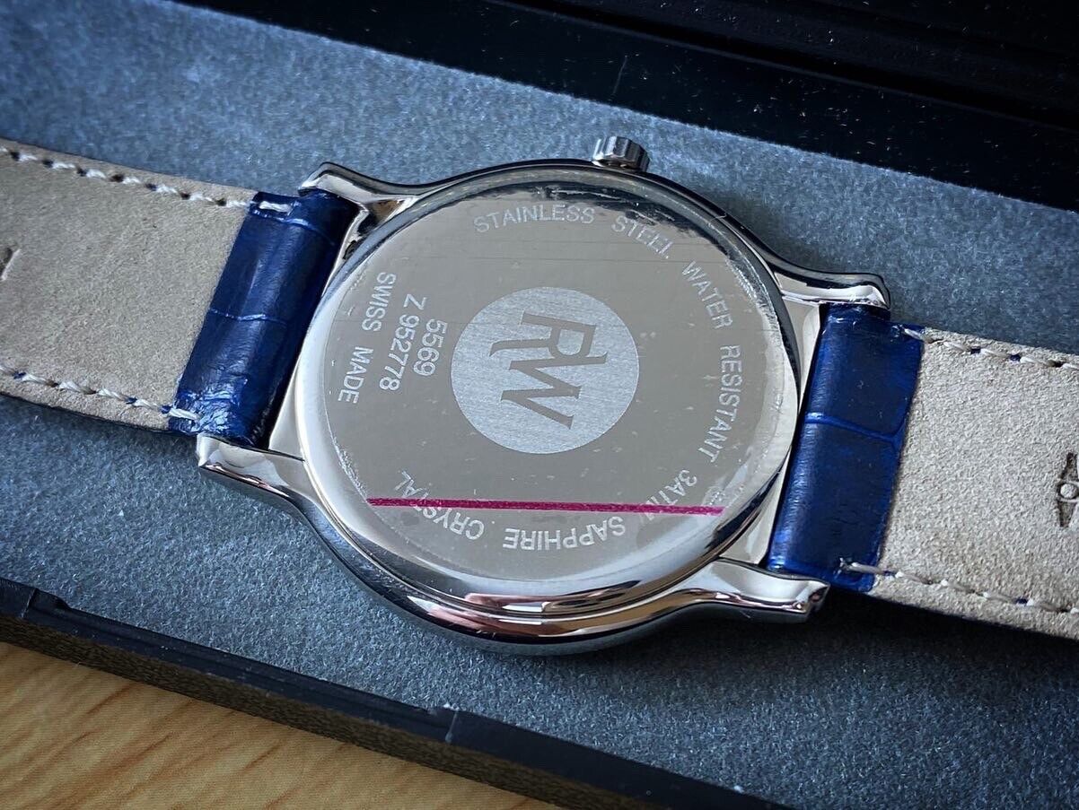 Vintage Raymond Weil 5569 Quartz Blue Dial Slim Gents Watch, Swiss With Box - Grab A Watch Co