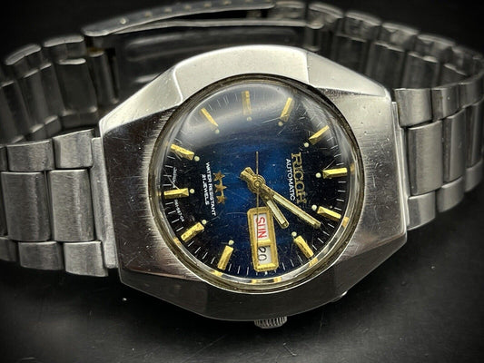Vintage Ricoh 3 Star Blue Dial Rare Automatic Gents Watch, Japan - Grab A Watch Co