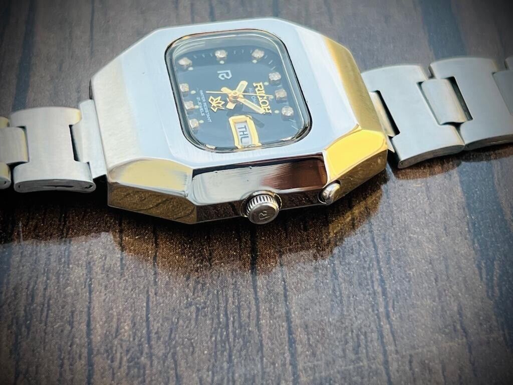 Vintage Ricoh Black Diamond Dial Automatic Mens Watch 36mm Perfect - Grab A Watch Co