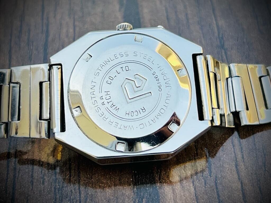 Vintage Ricoh Black Diamond Dial Automatic Mens Watch 36mm Perfect - Grab A Watch Co