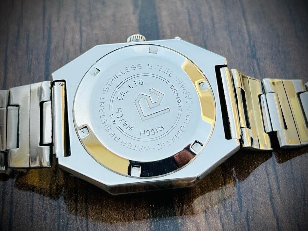 Vintage Ricoh Black Diamond Dial Automatic Mens Watch 36mm Perfect - Grab A Watch Co