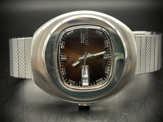 Vintage Ricoh Brown Dial Automatic Mens Watch 38mm Beautiful Japan Made - Grab A Watch Co