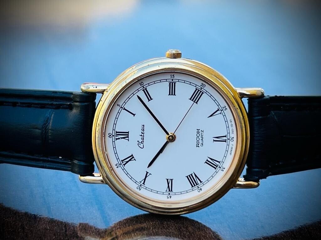 Vintage Ricoh Chateau Quartz Slim Mens Watch, Perfect 31mm - Grab A Watch Co