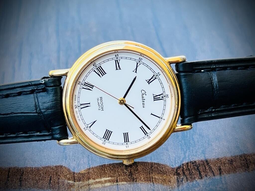 Vintage Ricoh Chateau Quartz Slim Mens Watch, Perfect 31mm - Grab A Watch Co