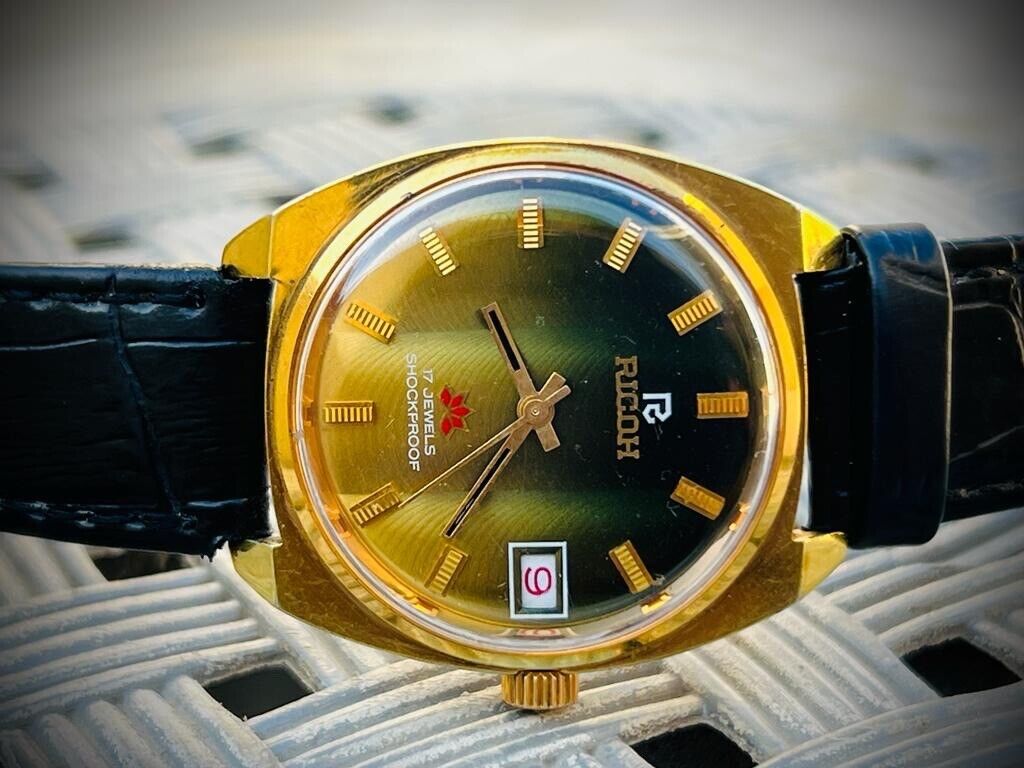 Vintage Ricoh Manual Wind 17 Jewels Tropical Dial, 5570B Gents Watch, Japan - Grab A Watch Co