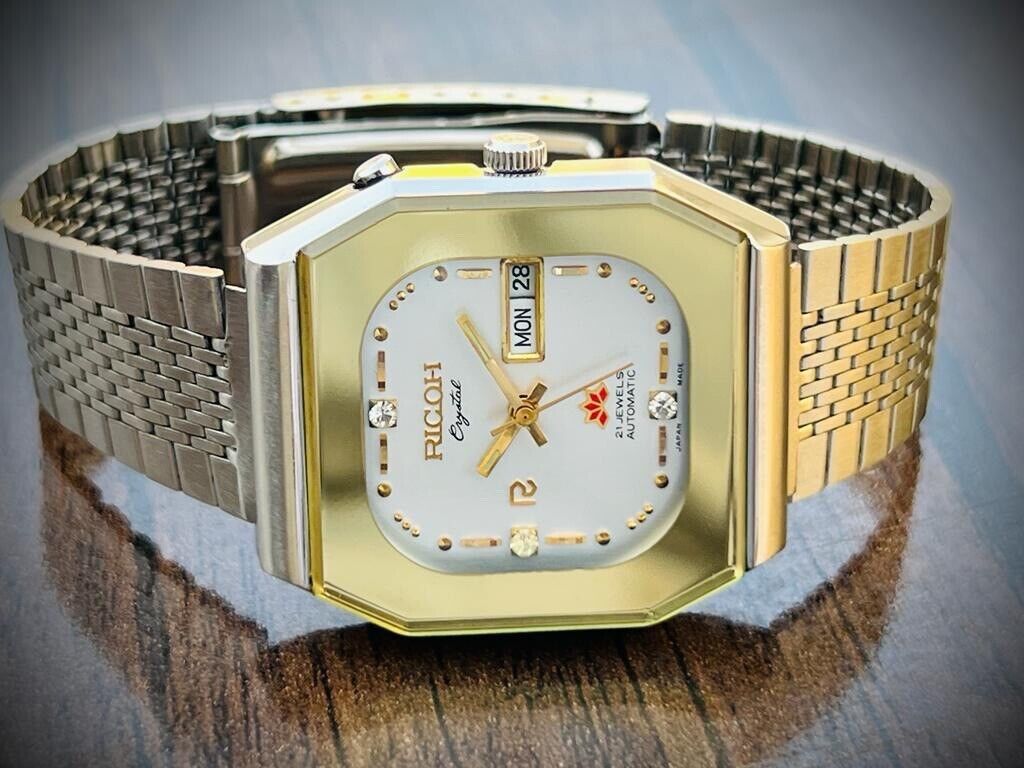 Vintage Ricoh Stunning Dial Automatic Mens Watch 34mm Perfect - Grab A Watch Co