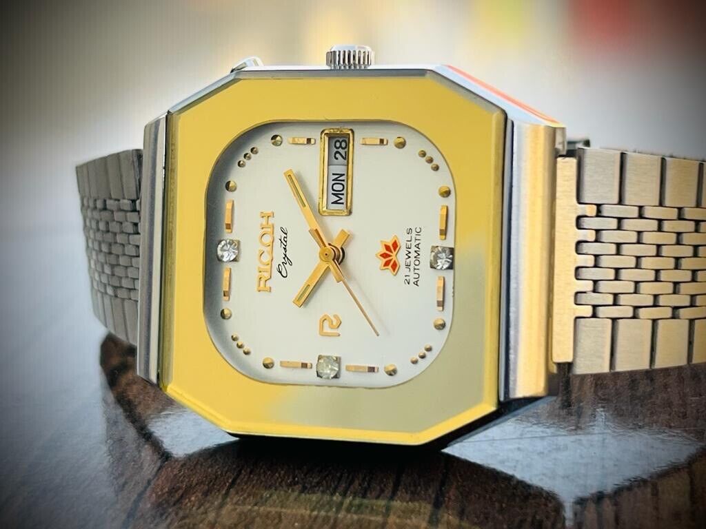 Vintage Ricoh Stunning Dial Automatic Mens Watch 34mm Perfect - Grab A Watch Co