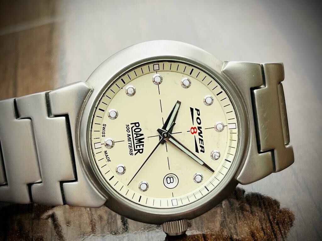 Vintage Roamer Power 8 100m Quartz Mens Watch 37mm, Swiss Made - Grab A Watch Co