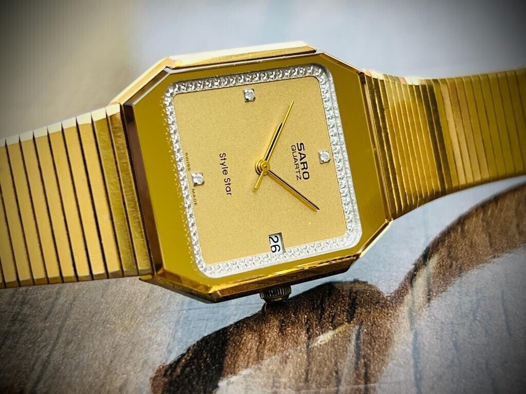 Vintage Saro Style Star Diastar Diamond Dial, 30mm Mens Watch, Swiss Made - Grab A Watch Co
