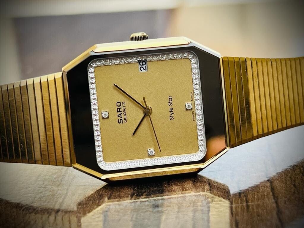 Vintage Saro Style Star Diastar Diamond Dial, 30mm Mens Watch, Swiss Made - Grab A Watch Co