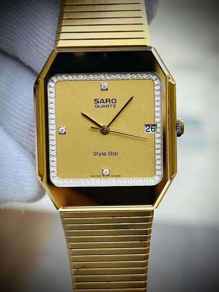 Vintage Saro Style Star Diastar Diamond Dial, 30mm Mens Watch, Swiss Made - Grab A Watch Co