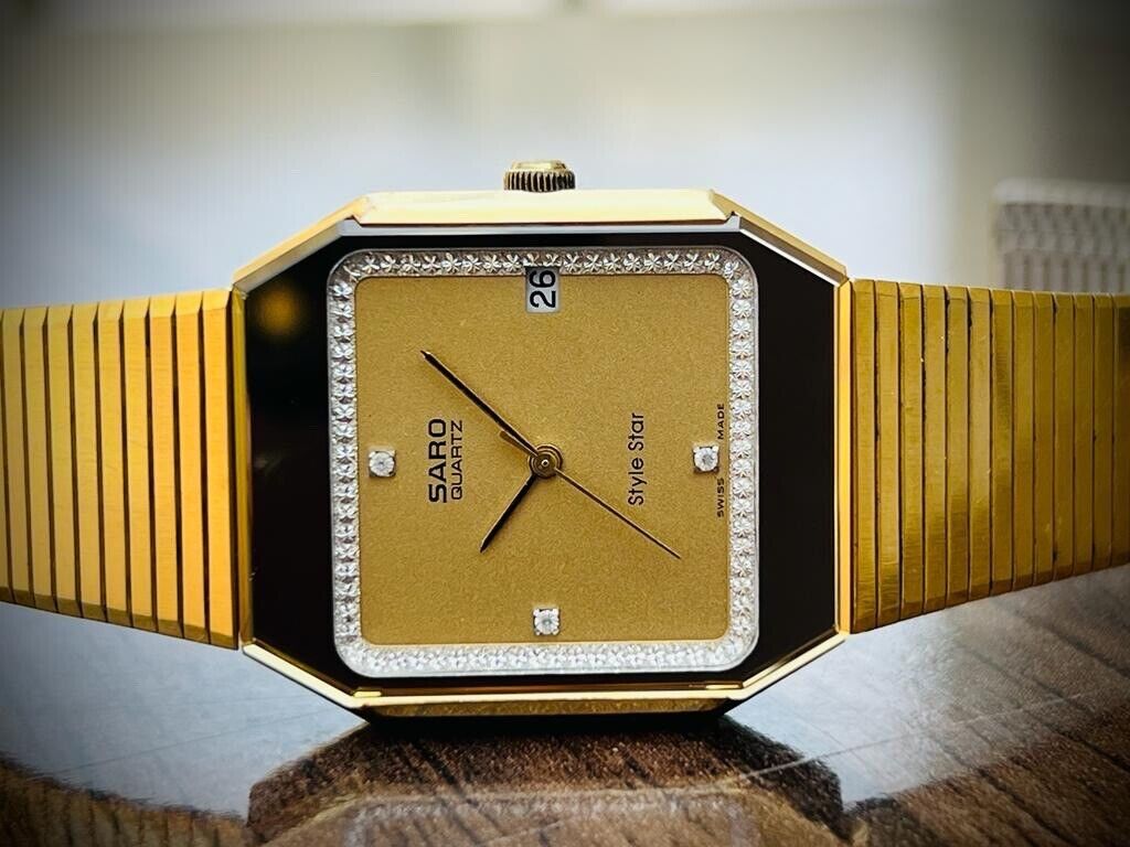 Vintage Saro Style Star Diastar Diamond Dial, 30mm Mens Watch, Swiss Made - Grab A Watch Co