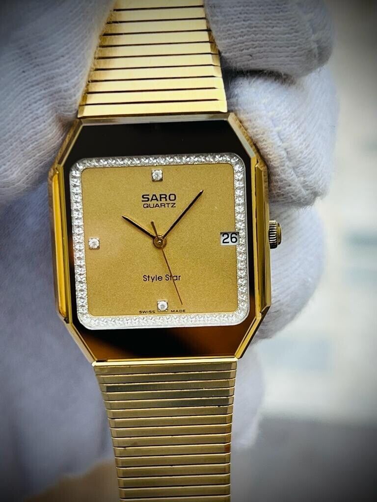 Vintage Saro Style Star Diastar Diamond Dial, 30mm Mens Watch, Swiss Made - Grab A Watch Co