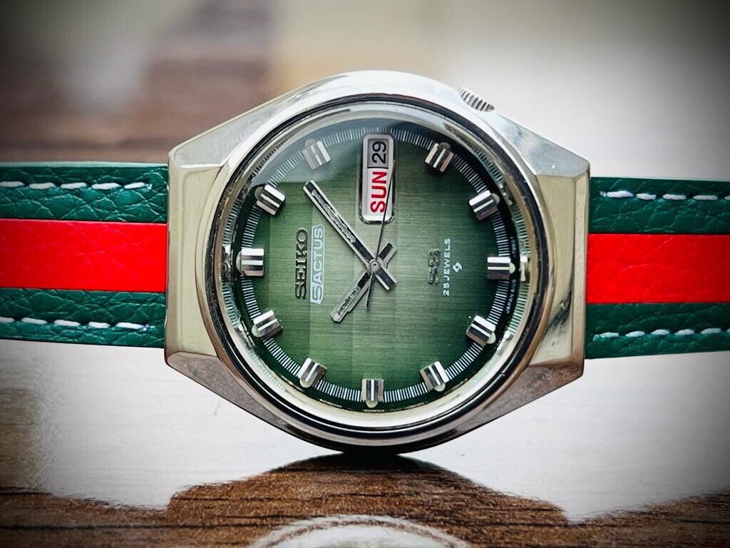 Vintage Seiko 5 Actus SS Green Dial Sapphire Automatic Gents Watch, 6106-7690 - Grab A Watch Co