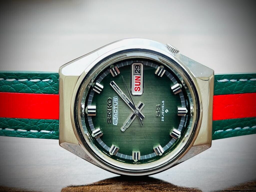 Vintage Seiko 5 Actus SS Green Dial Sapphire Automatic Gents Watch, 6106-7690 - Grab A Watch Co