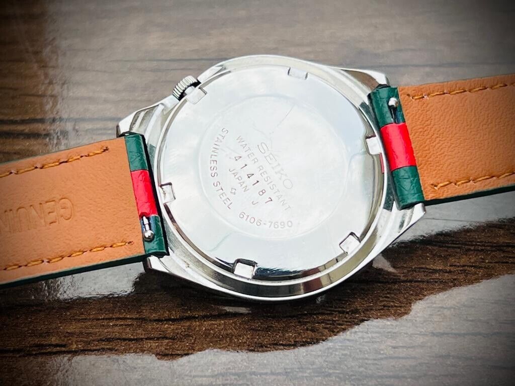 Vintage Seiko 5 Actus SS Green Dial Sapphire Automatic Gents Watch, 6106-7690 - Grab A Watch Co