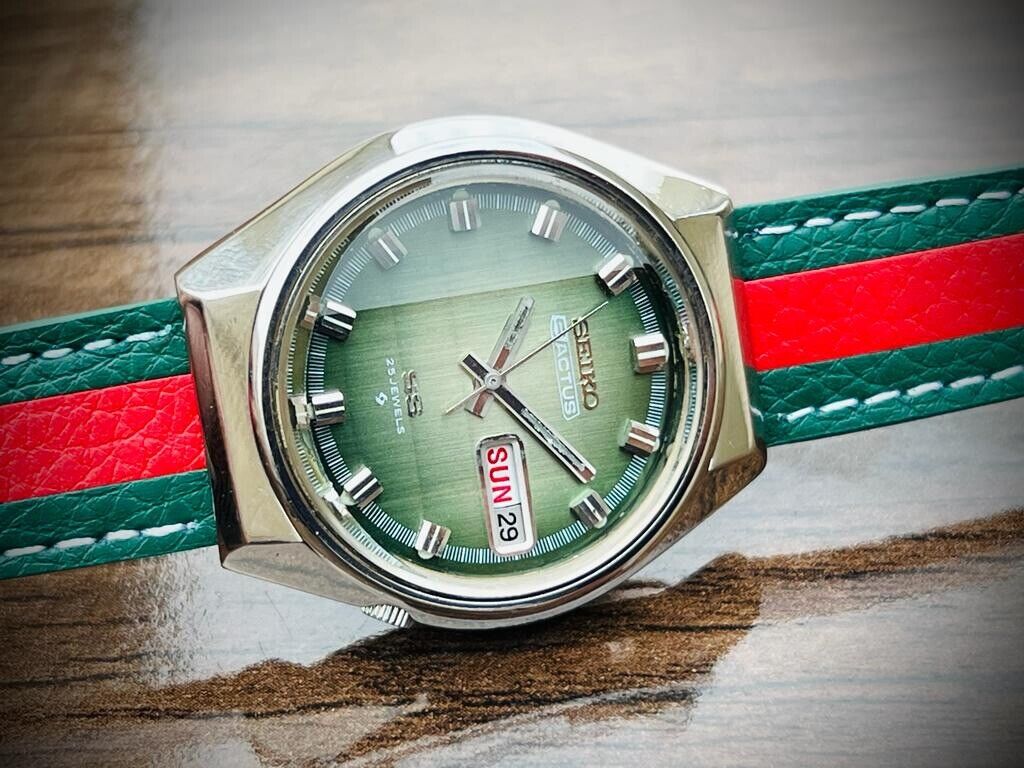 Vintage Seiko 5 Actus SS Green Dial Sapphire Automatic Gents Watch, 6106-7690 - Grab A Watch Co