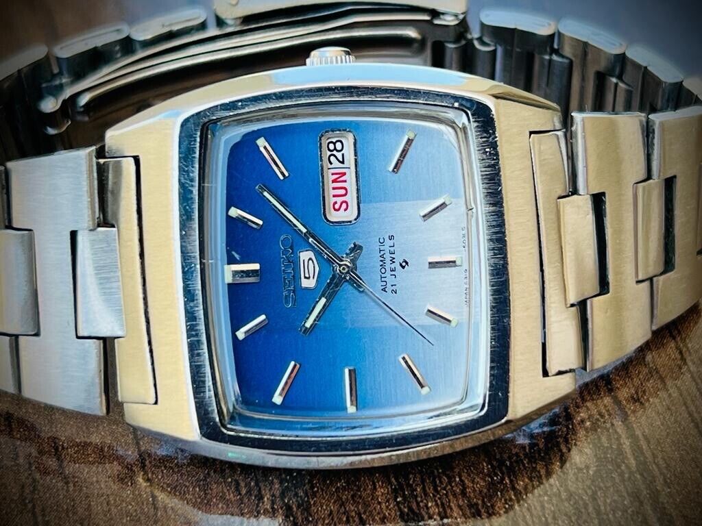Vintage Seiko 5 Automatic Blue Dial 6319-5021 Mens Watch 35mm - Grab A Watch Co