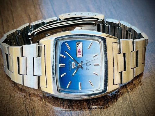 Vintage Seiko 5 Automatic Blue Dial 6319-5021 Mens Watch 35mm - Grab A Watch Co