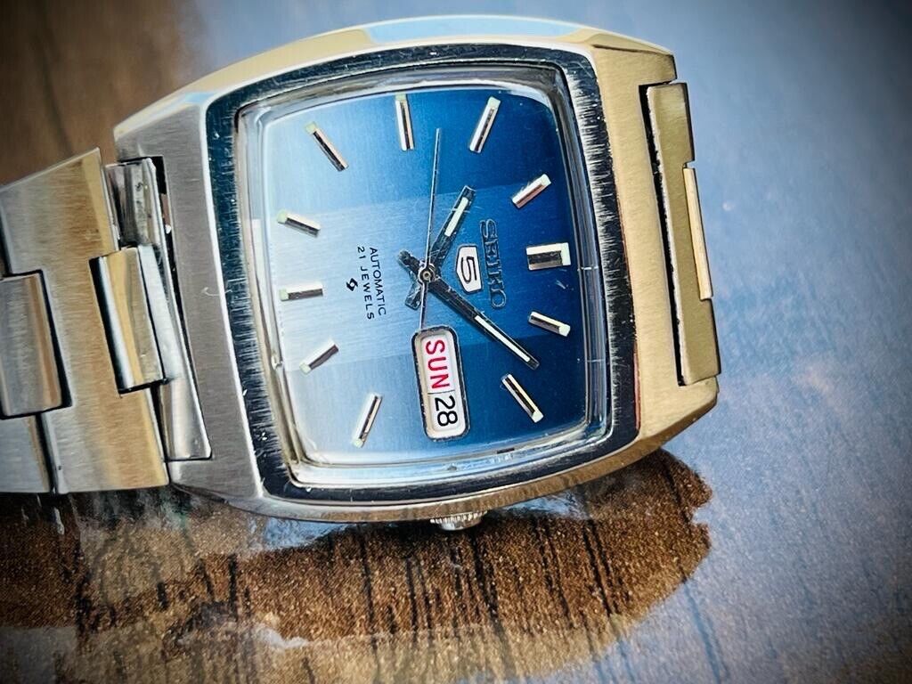 Vintage Seiko 5 Automatic Blue Dial 6319-5021 Mens Watch 35mm - Grab A Watch Co