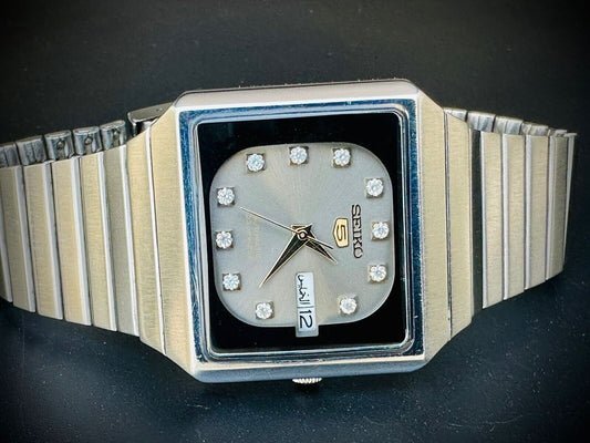 Vintage Seiko 5 Automatic Diamond Dial, 6349-5030, 36mm, Mens Watch, Japan Made - Grab A Watch Co