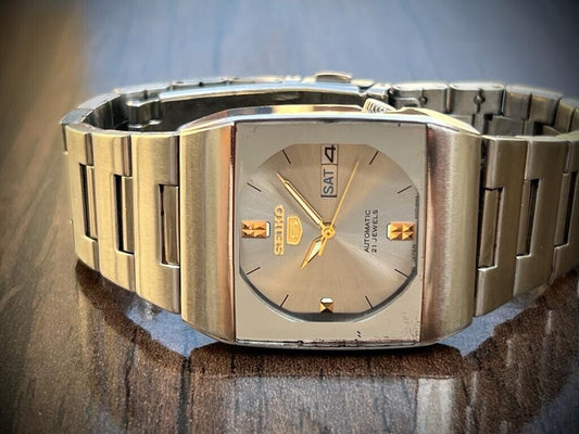 Vintage Seiko 5 Automatic Grey Dial 4227-00B0 Mens Watch 30mm - Grab A Watch Co