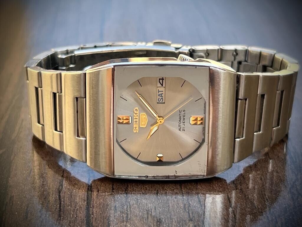 Vintage Seiko 5 Automatic Grey Dial 4227-00B0 Mens Watch 30mm - Grab A Watch Co