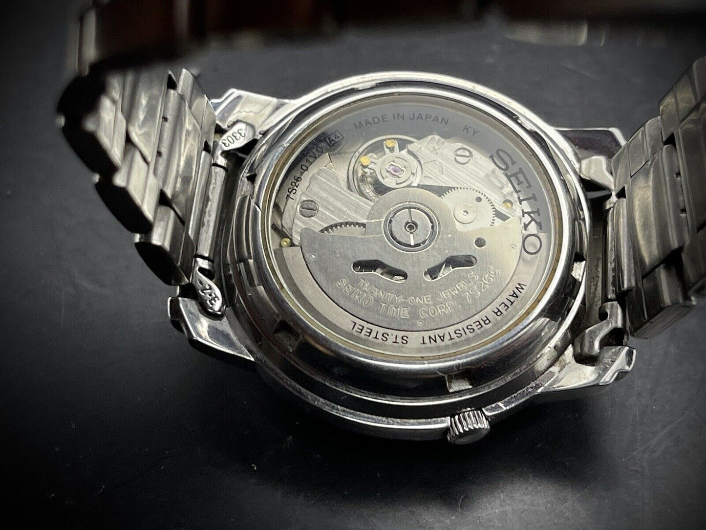 Vintage Seiko 5 Black Dial 37mm 7r26 Gents Watch, Japan made, Perfect Gift Watch - Grab A Watch Co