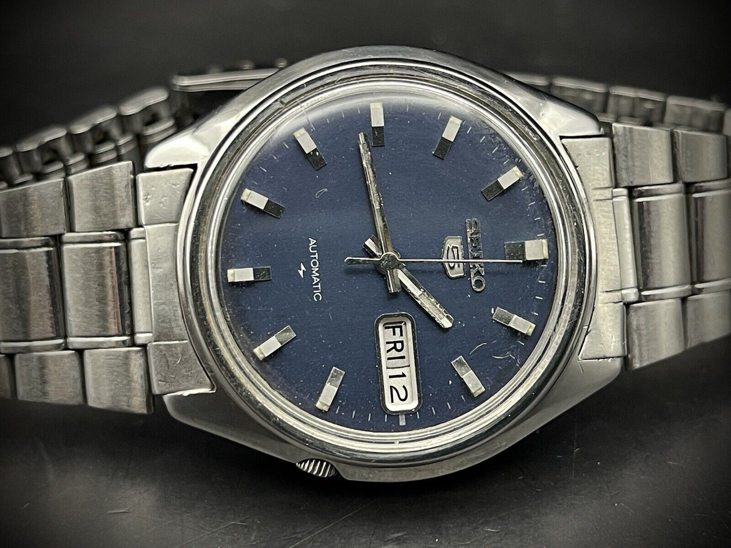 Vintage Seiko 5 Blue Dial 37mm 7009-8150 Gents Watch, Japan made - Grab A Watch Co